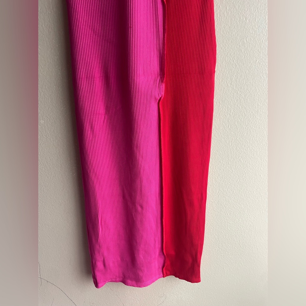New Naked Wardrobe Pink Red Mid Stretch Sleeveless Dress Size Medium - Picture 5 of 8